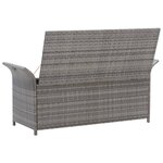 vidaXL Banc de rangement avec coussin gris 138 cm résine tressée