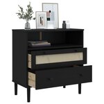 vidaXL Buffet SENJA aspect rotin noir 80x40x80 cm bois massif de pin
