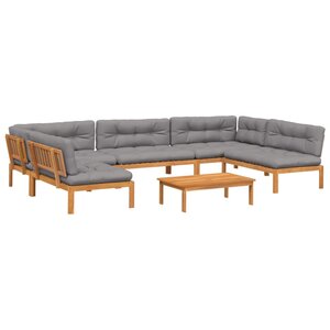 vidaXL Salon palette de jardin avec coussins 6Pièces bois d'acacia massif