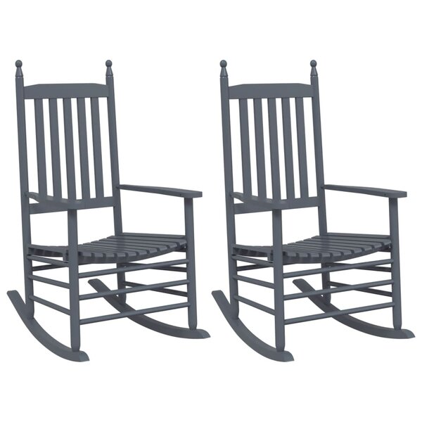 vidaXL Chaises à bascule sièges incurvés lot de 2 gris peuplier massif