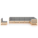 vidaXL Salon de jardin 8 Pièces avec coussins Bois de pin massif