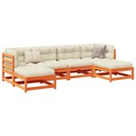 vidaXL Salon de jardin 6 Pièces avec coussins cire marron bois pin massif