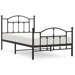 vidaXL Cadre de lit métal sans matelas avec pied de lit noir 100x190cm