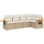 vidaXL Salon de jardin avec coussins 5 Pièces beige résine tressée