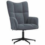vidaXL Chaise de relaxation avec tabouret Gris foncé Velours