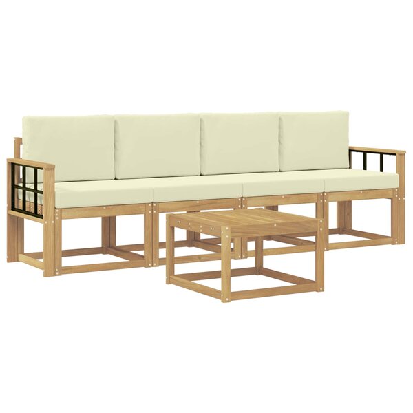 vidaXL Ensemble de canapés d'extérieur 5 pc Blanc et crème