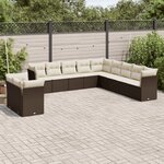 vidaXL Salon de jardin et coussins 11 Pièces marron résine tressée