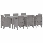 vidaXL Ensemble de salle à manger pour jardin 9 Pièces Gris clair
