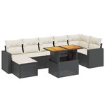 vidaXL Salon de jardin 8 Pièces avec coussins noir résine tressée