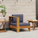 vidaXL Canapé central avec 1 accoudoir Gris foncé Acacia solide