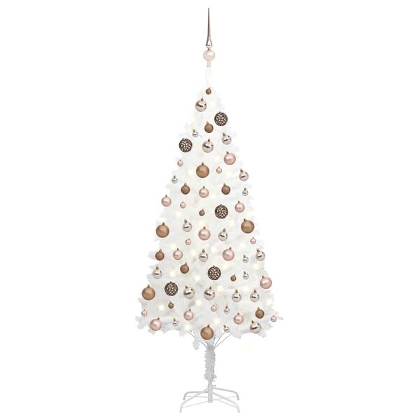 vidaXL Arbre de Noël artificiel pré-éclairé et boules blanc 120 cm