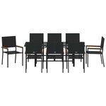 vidaXL Ensemble de salle à manger pour jardin 9 Pièces Noir
