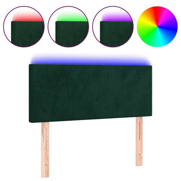 vidaXL Tête de lit à LED Vert foncé 90x5x78/88 cm Velours