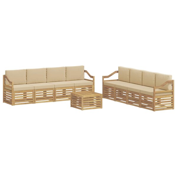 vidaXL Ensemble de canapés d'extérieur 9 pc Blanc et Beige Polyester