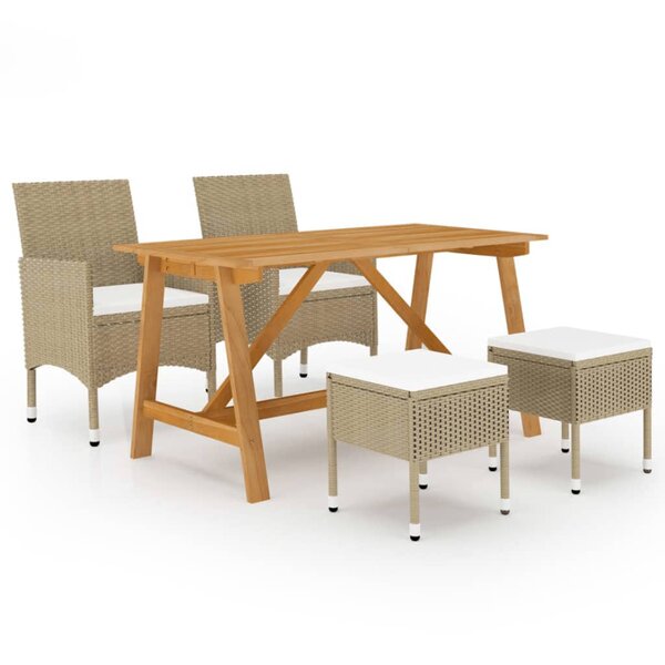 vidaXL Ensemble à manger de jardin 5 Pièces Beige