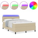 vidaXL Lit à Sommier avec Matelas & Lumière LED Vert Gris 140x200 cm Tissu en Corde