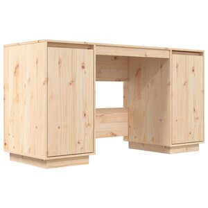 Bureau table poste de travail meuble d'ordinateur informatique étude 140 x 50 x 75 cm bois massif de pin brun 02_0023378
