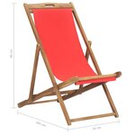 vidaXL Chaise de plage pliable Bois de teck solide rouge