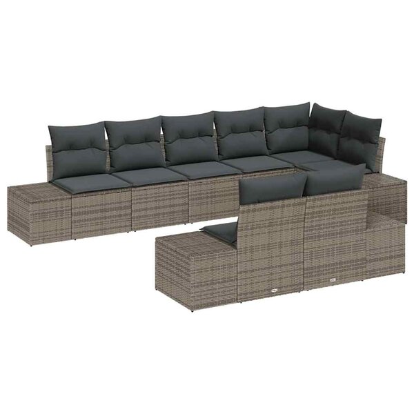 vidaXL Ensemble de canapé de jardin 8 Pièces Gris 319 x 154 x 85 cm