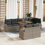 Ensemble de Canapé de Jardin 9 Pièces avec Coussins Gris Poly Rattan