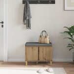vidaXL Banc d'entrée avec coussin Chêne artisanal 60 x 38 x 46 cm
