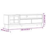 vidaXL Meuble TV avec porte vitrée FLAM 158x40x50cm bois massif de pin