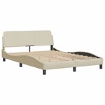 vidaXL Cadre de lit avec lumières LED crème 120x200 cm tissu