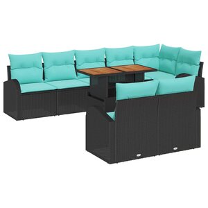 vidaXL Ensemble de canapé de jardin 9 Pièces Noir Poly rotin