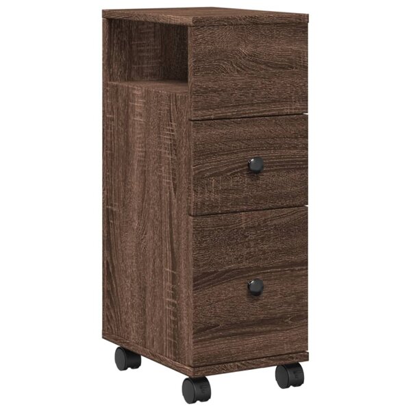 vidaXL Meuble étroit de salle de bain à roulettes chêne marron
