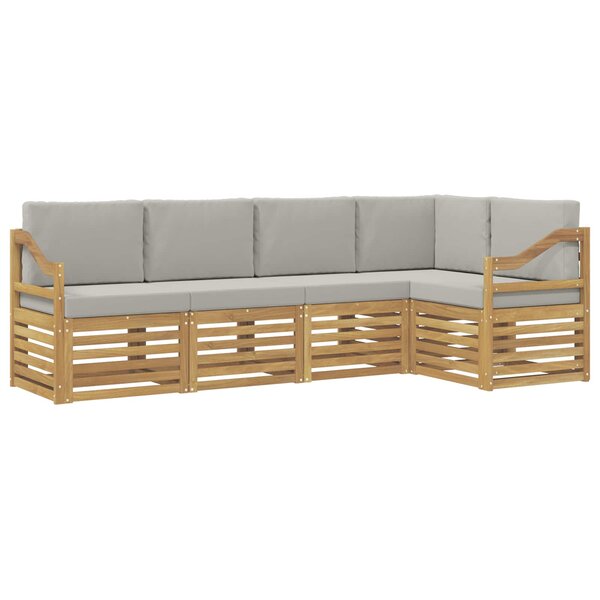 vidaXL Ensemble de canapés d'extérieur 5 pc Blanc et gris clair