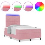 Lit box spring vidaXL avec matelas rose petit double en velours