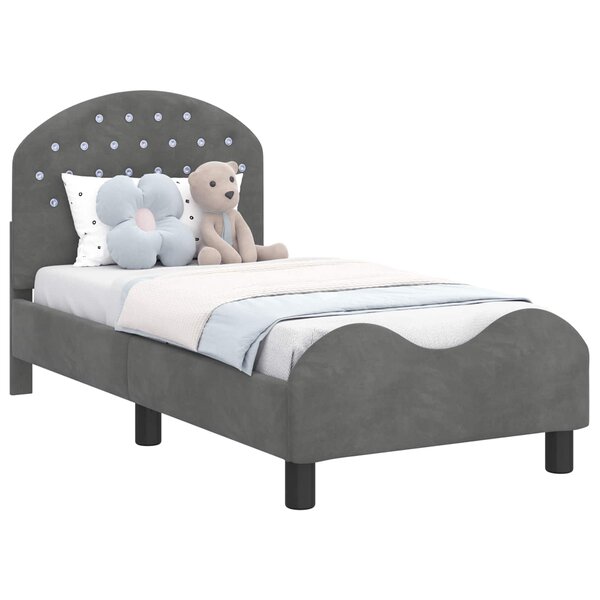 vidaXL Cadre de lit pour tout-petit avec tête de lit Gris foncé