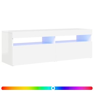 vidaXL Meuble TV avec lumières LED blanc brillant 120x35x40 cm