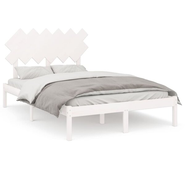 vidaXL Cadre de lit sans matelas blanc 135x190 cm bois massif