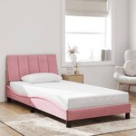 vidaXL Cadre de lit avec lumières LED rose 100x200 cm velours