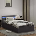 vidaXL Cadre de lit à rangement avec LED Gris Similicuir 90x200 cm