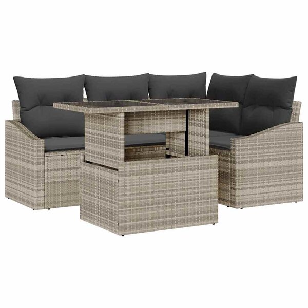vidaXL Ensemble de canapé de jardin 5 Pièces Gris clair 100 x 55 x 73 cm