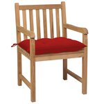 vidaXL Chaises de jardin lot de 4 et coussins rouge bois teck solide