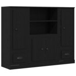 vidaXL Highboard Chêne noir 132 x 35 5 x 103 5 cm Bois d'ingénierie