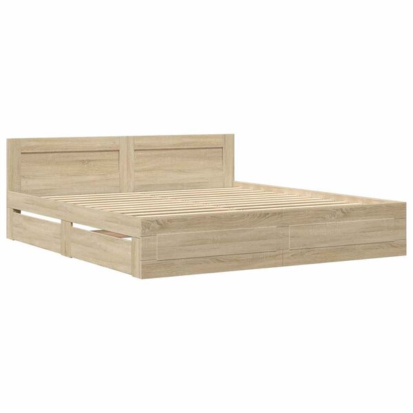 vidaXL Cadre de lit 2 Pièces Sonoma 193 x 203 cm Bois d'ingénierie