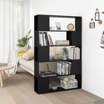 vidaXL Bibliothèque Séparateur de pièce Noir Bois d'ingénierie