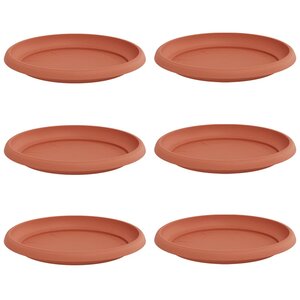 vidaXL Plateau à fleurs rond 6 pc Rouge brique Ø 21 5 x 2 5 cm