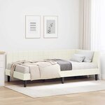 vidaXL Cadre de lit d'angle avec matelas Crème 90 x 190 cm Velours