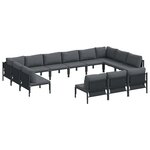 vidaXL Ensemble de canapé de jardin 13 pc Noir Acier