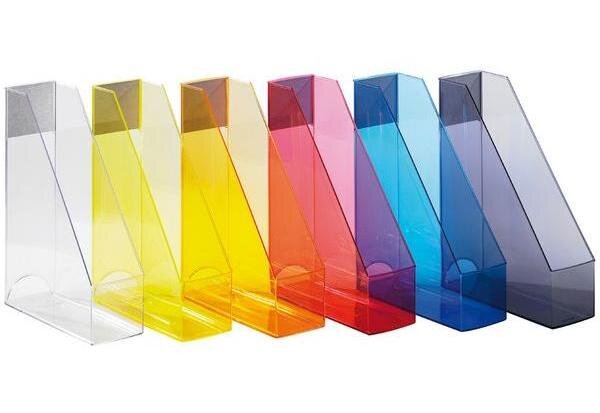 2 x porte-revues Economy Transparent, polystrène, bleu HELIT