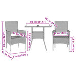 vidaXL Ensemble à manger de jardin et coussins 3 Pièces beige rotin verre