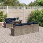 vidaXL Ensemble de canapé de jardin avec coussin 8 Pièces Gris Poly rotin