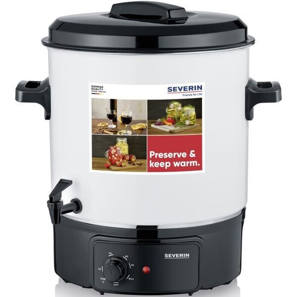 SEVERIN EA3654 Sterilisateur - capacite de 27 litres - Fonctions sterilisation et maintien au chaud pour 14 pots de 1 litre / Blanc