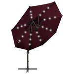 vidaXL Parasol de jardin en porte-à-faux avec mât et lumières LED