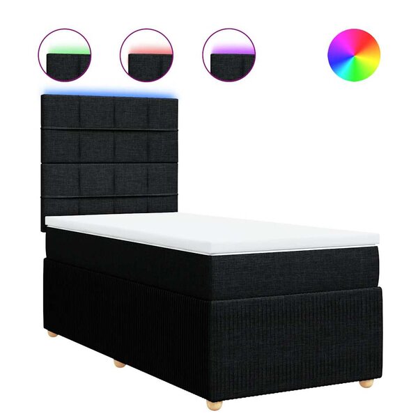 vidaXL Sommier à lattes de lit avec matelas Noir 90x200 cm Tissu